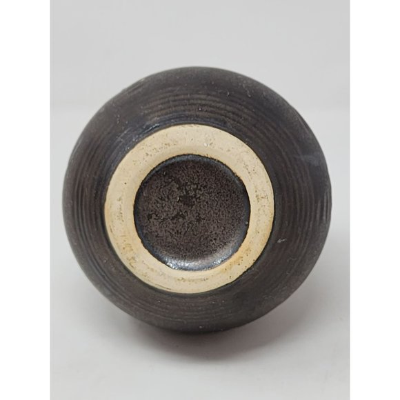 Vintage Drip Glaze Vase Matte Chocolate And Turquoise - Picture 6 of 10